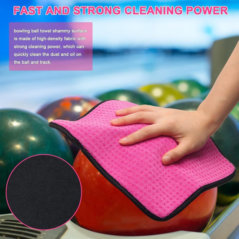 Anglekai 3 Pack Bowling Ball Towels, 10" x 8" Microfiber Bowling Shammy Accessories with Easy-Grip Dots Non-Slip (Blue+Purple+Pink) - Image 5